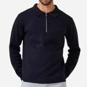 7Diamonds St. Moritz Navy Blue Quarter Zip Knit Polo Sweater Men's Small NWT